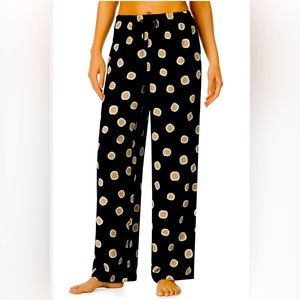 NWT Refinery29 Pajama Lounge Pants Black Tan Dot Large
